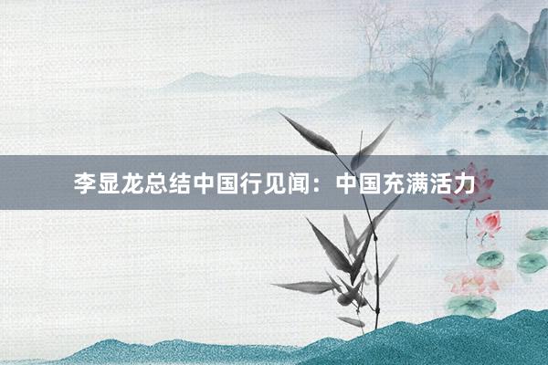 李显龙总结中国行见闻：中国充满活力