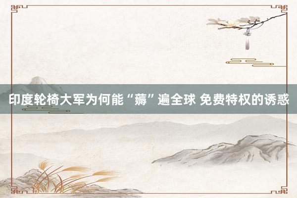 印度轮椅大军为何能“薅”遍全球 免费特权的诱惑