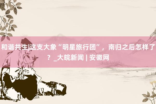 和谐共生|这支大象“明星旅行团”，南归之后怎样了？_大皖新闻 | 安徽网