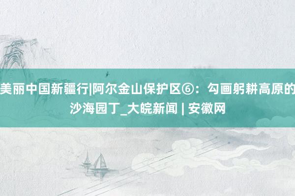 美丽中国新疆行|阿尔金山保护区⑥：勾画躬耕高原的沙海园丁_大皖新闻 | 安徽网