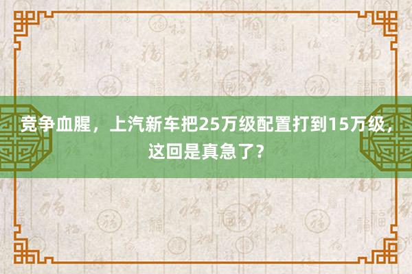 竞争血腥，上汽新车把25万级配置打到15万级，这回是真急了？
