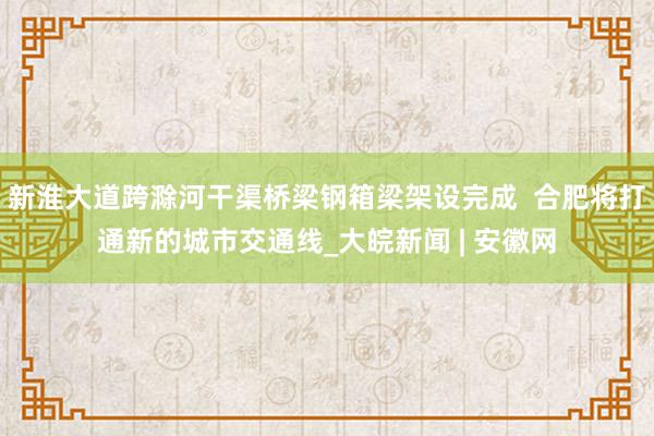 新淮大道跨滁河干渠桥梁钢箱梁架设完成  合肥将打通新的城市交通线_大皖新闻 | 安徽网