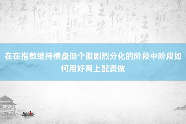 在在指数维持横盘但个股剧烈分化的阶段中阶段如何用好网上配资做