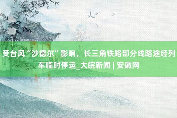 受台风“沙德尔”影响，长三角铁路部分线路途经列车临时停运_大皖新闻 | 安徽网