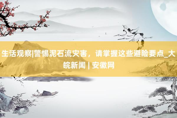 生活观察|警惕泥石流灾害，请掌握这些避险要点_大皖新闻 | 安徽网