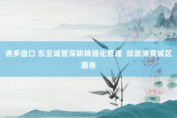 诱多盘口 东至城管深耕精细化管理  绘就清爽城区画卷