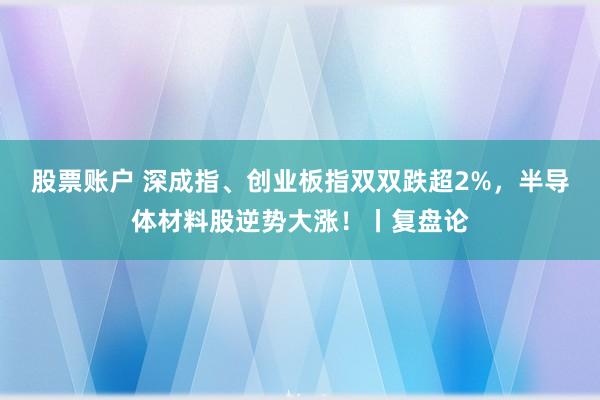 股票账户 深成指、创业板指双双跌超2%，半导体材料股逆势大涨！丨复盘论