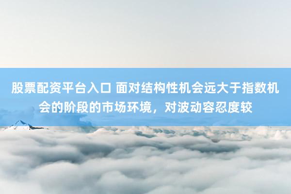 股票配资平台入口 面对结构性机会远大于指数机会的阶段的市场环境，对波动容忍度较