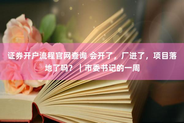 证券开户流程官网查询 会开了，厂进了，项目落地了吗？｜市委书记的一周