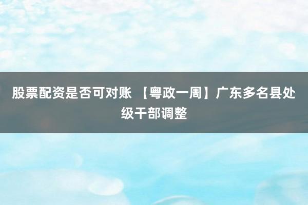 股票配资是否可对账 【粤政一周】广东多名县处级干部调整